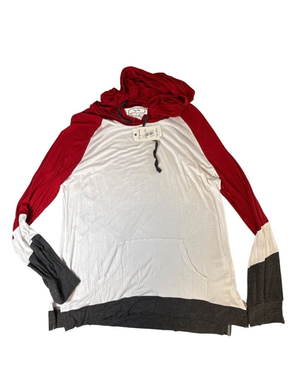 HIPPIE ROSE Lightweight Colorblock Pullover Hoodie~Size XL~Red Combo NWT L2 31 - Picture 6 of 9